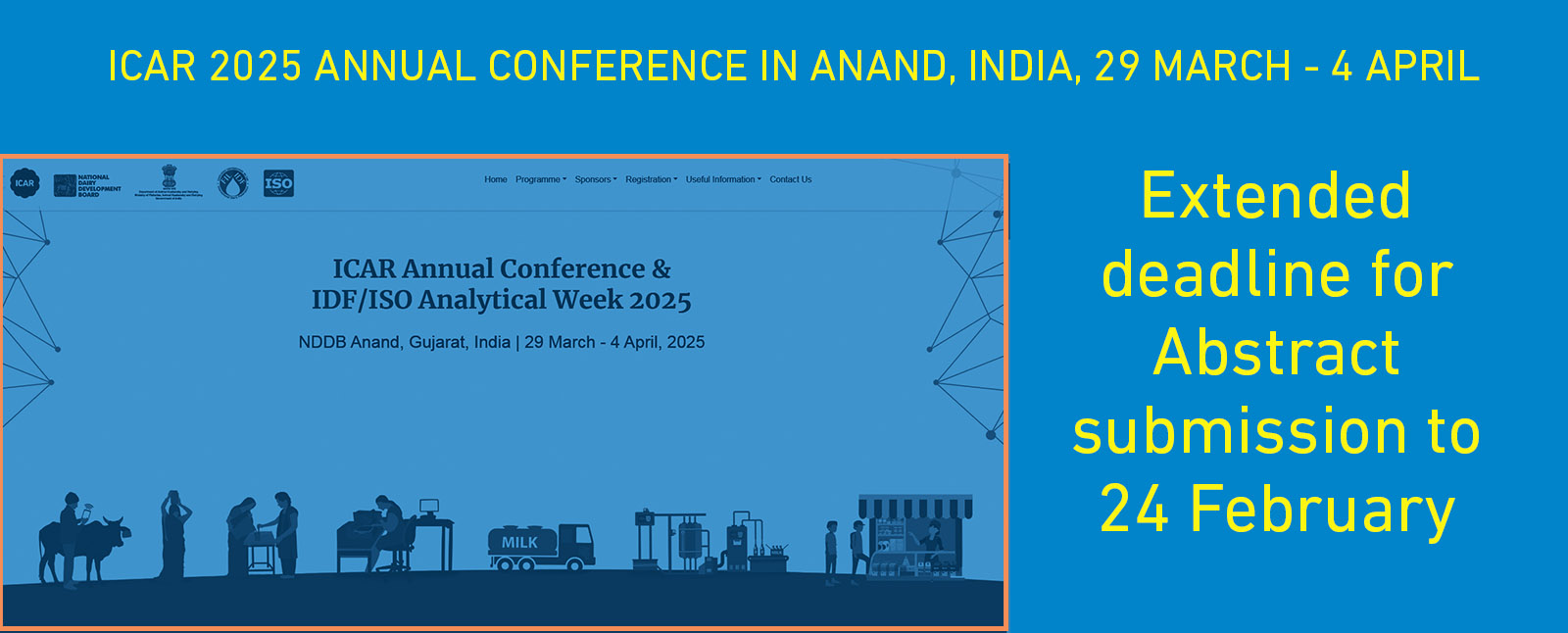 Extended deadline for abstract submission to the ICAR 2025 Annual Conference in Anand (India)